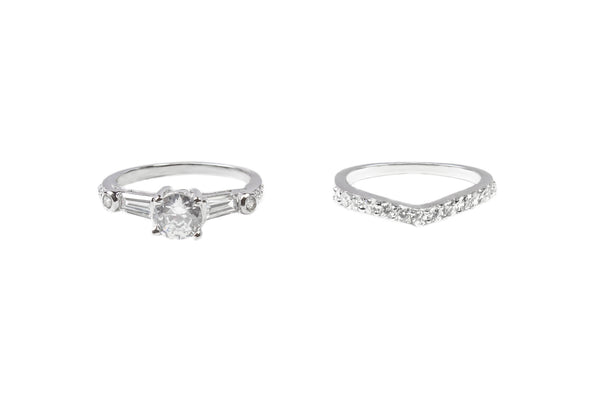 Solitaire Sterling Silver CZ Set
